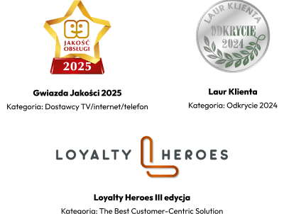 Nagrody otrzymane przez INEA: Gwiazda Jakości 2025, Laur Klienta, Loyalty Heroes